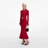 Red Viscose Knit Midi Skirt