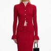 Red Viscose Knit Midi Skirt