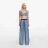 Rhinestone Croc Effect Denim Bralette