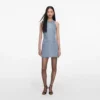 Rhinestone Croc Effect Denim Mini Dress