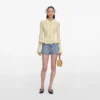 Rhinestone Croc Effect Denim Shorts