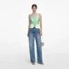 Rhinestone Denim Straight Leg Jeans
