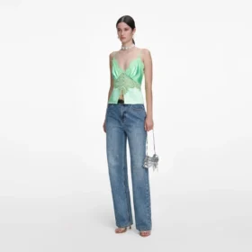 Rhinestone Denim Straight Leg Jeans