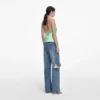 Rhinestone Denim Straight Leg Jeans