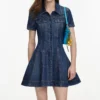 Rhinestone Stripe Denim Mini Dress