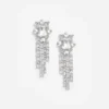 Silver Crystal Cluster Dangle Earrings Silver Crystal Cluster Dangle Earrings