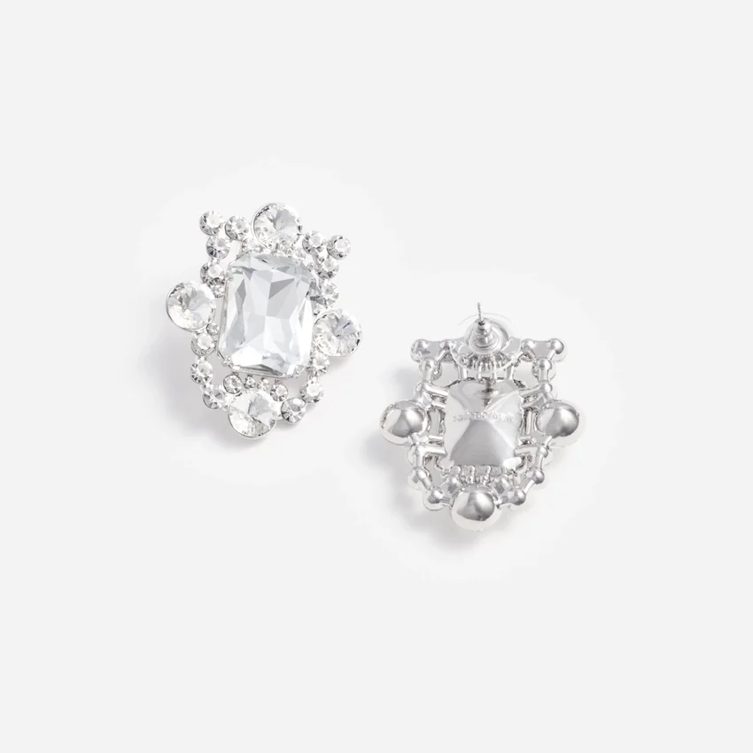 Silver Crystal Cluster Earrings Silver Crystal Cluster Earrings