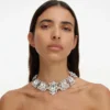 Silver Crystal Cluster Necklace