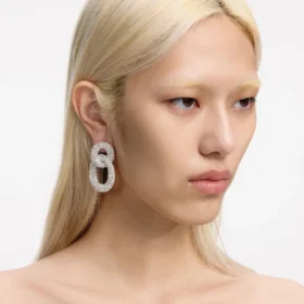 Silver Crystal Link Earrings