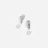 Silver Crystal Pearl Drop Earrings