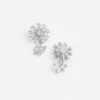 Silver Flower Crystal Earrings