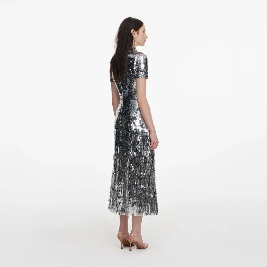 Silver Gradient Sequin Midi Dress Silver Gradient Sequin Midi Dress