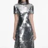 Silver Gradient Sequin Midi Dress Silver Gradient Sequin Midi Dress