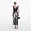 Silver Gradient Sequin Midi Skirt