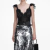 Silver Gradient Sequin Midi Skirt