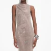 Silver Rhinestone Drape Maxi Dress