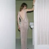Silver Rhinestone Drape Maxi Dress