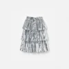 Silver Sequin Tiered Skirt