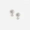 Small Silver Flower Crystal Earrings