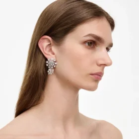 Small Silver Flower Crystal Earrings