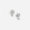 Small Silver Flower Crystal Earrings
