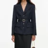 Tailored Blazer Satin Midi Dress