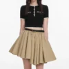 Tan Cotton Mini Skirt