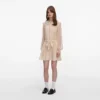 Tan Pleated Georgette Mini Dress Tan Pleated Georgette Mini Dress
