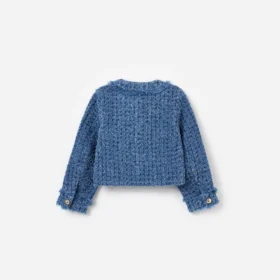 Textured Denim Heart Trim Jacket