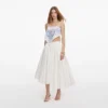 White And Blue Embroidered Linen Top