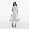 White And Blue Embroidered Midi Dress White And Blue Embroidered Midi Dress