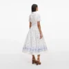 White And Blue Embroidered Midi Dress White And Blue Embroidered Midi Dress