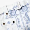 White And Blue Embroidered Mini Skirt