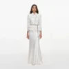 White Boucle Satin Maxi Dress