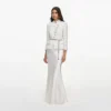 White Boucle Satin Maxi Dress