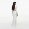 White Boucle Satin Maxi Dress