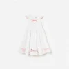 White Cotton Bow Embroidered Dress