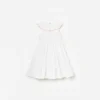 White Cotton Bow Embroidered Dress