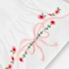 White Cotton Bow Embroidered Dress