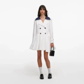 White Cotton Double Breasted Mini Dress