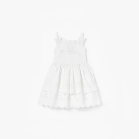 White Cotton Embroidered Dress