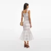 White Cotton Embroidered Midi Dress