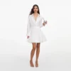White Cotton Gathered Mini Dress White Cotton Gathered Mini Dress