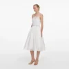 White Cotton Lace Trim Midi Dress