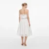 White Cotton Lace Trim Midi Dress