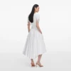 White Cotton Poplin Midi Skirt