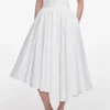 White Cotton Poplin Midi Skirt