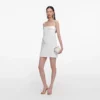 White Crepe 3D Sequin Flower Mini Dress White Crepe 3D Sequin Flower Mini Dress