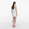 White Crepe 3D Sequin Flower Mini Dress White Crepe 3D Sequin Flower Mini Dress