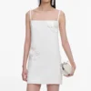 White Crepe 3D Sequin Flower Mini Dress White Crepe 3D Sequin Flower Mini Dress